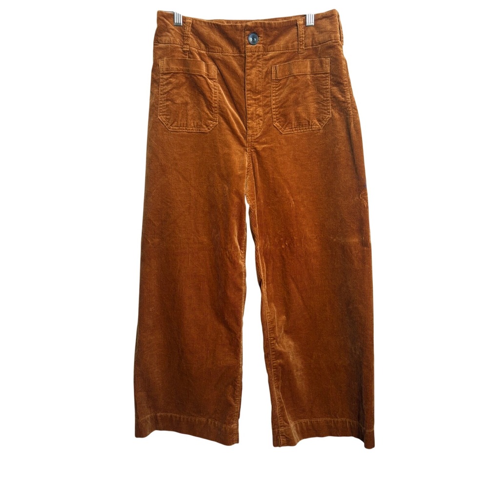 Maeve by Anthropologie The Colette Corduroy Wide Leg Pants 31 Rust Orange - Picture 3 of 13